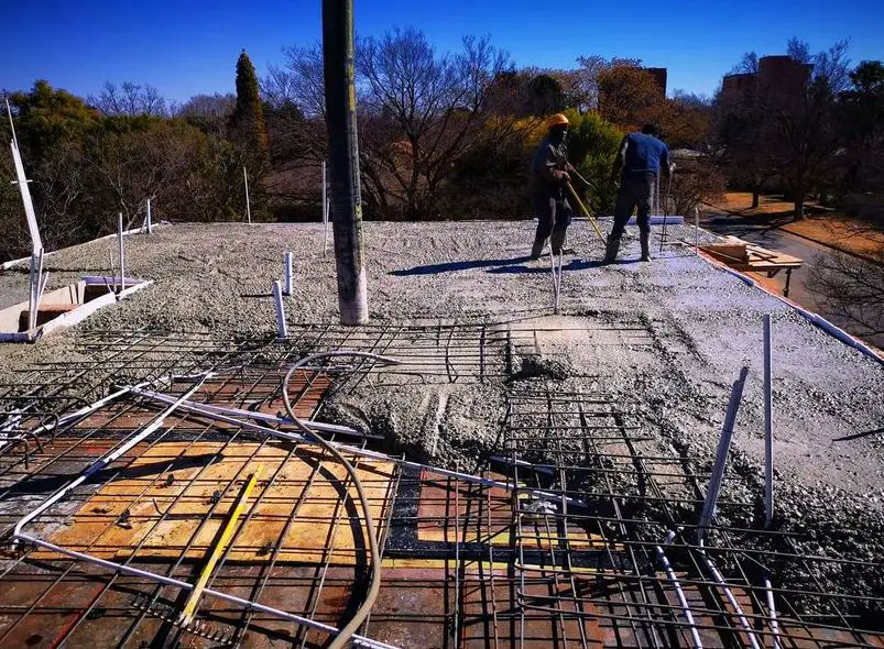 Concrete structural works at a Nigerian construction site